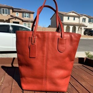 COACH Bag Tote Hand Purse 4068 Grain Leather Red